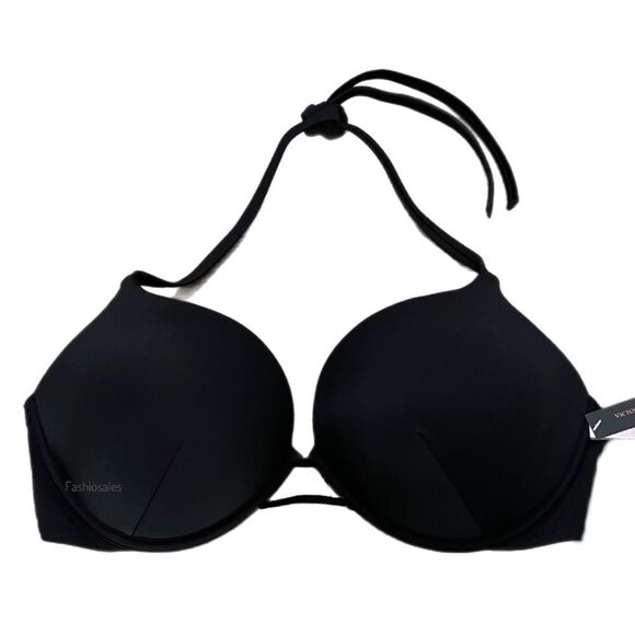 Victorias Secret Swim Bombshell Add-2-Cups Push Up Padded Bikini Top Bra Black - Picture 5 of 11